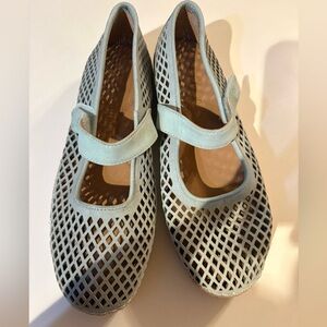 Gentle Souls Women's Light Blue Mesh Flats